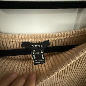 Forever 21 Women's Beige Ribbed Turtleneck Sweater